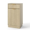 JANSNO 10-Gallon Woodgrain Tilt-Out Trash Can Cabinet with Wave-Textured Hideaway Drawer & Pull-Out Bin, Walnut - 2 of 4