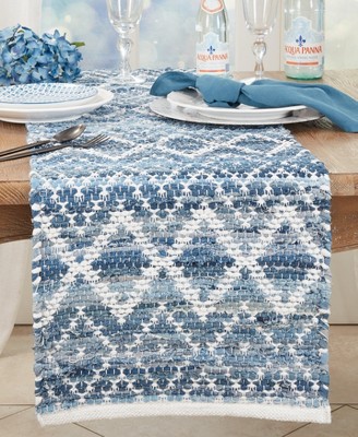 Blue Diamond Chindi Cotton Table Runner, 16"x72"