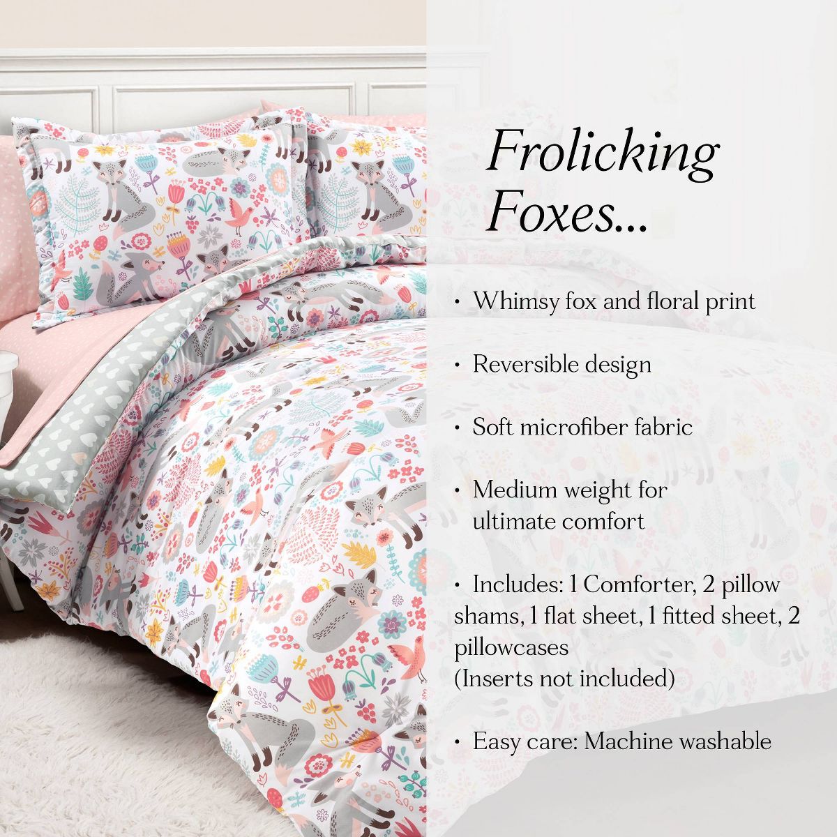 Kids' Pixie Fox with Sheet Comforter Set - Lush Décor - thumbnail 7