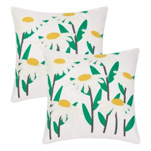 Unique Bargains Embroidered Floral Throw Floral Pattern Pillow Cases 2 Pcs - 1 of 4