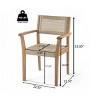 2pc Outdoor Dining Chairs, Solid Acacia Wood Frame with Wicker Backrest, Weather-Resistant Patio Seating for Garden or Deck - Coolbibila - 4 of 4