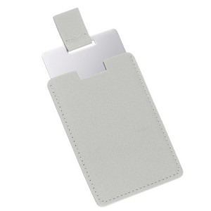 Unique Bargains PU Leather Stainless Steel Travel Compact Mini Makeup Mirror - 1 of 4