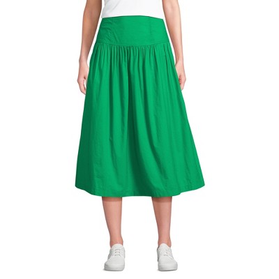 Lands' End Women's Poplin Drop Waist Midi Skirt