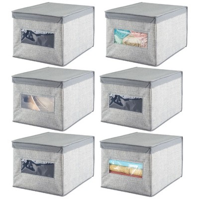 mDesign Stackable Closet Shoe Storage Bin Box with Lid, Clear, 4-Pack
