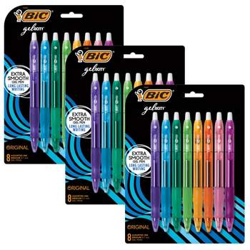 Bic Gelocity Original Long Lasting Fashion Gel Pens, Medium Point (0.7mm) Assorted Ink, 8 Per Pack, 3 Packs