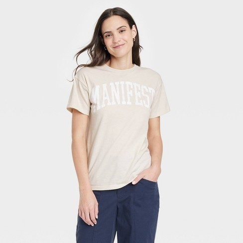 CREW NECK T-SHIRT, Beige