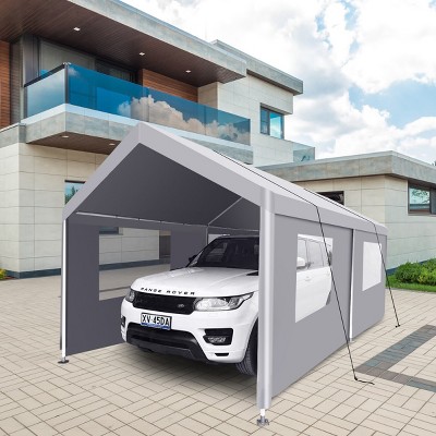 Coolbibila 10'×20' Carport, Heavy Duty Portable Car Tent, Storage Sheds Outdoor Gray