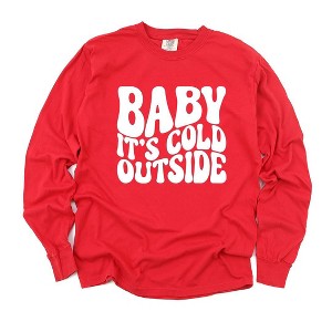 Simply Sage Market Women's Baby It's Cold Outside Wavy Long Sleeve Garment Dyed Tee - 1 of 3