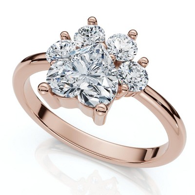 Pompeii3 1 1/3Ct Cat Paw Shape Diamond Ring 14k Gold Lab Created