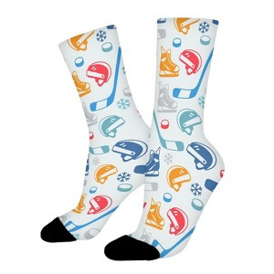 Hockey Equipment Women Printed Crew Socks Funny Funky Socks Soft Polyester Novelty Gifts for Artists Men - 1 of 1