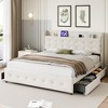 Full Size Upholstered Platform Bed Frame with 4 Storage Drawers & Headboard - Diamond Tufted Design, Built-In Charging Station & Headboard Shelf - 4 of 4