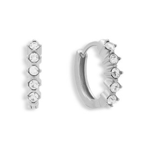 EVRY JEWELS WATERPROOF Gold or Silver Plated Stainless Steel Crystal Row Huggie Hoop Earrings - 1 of 2