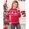 Coolmee Family Christmas Sweater Crew Neck Reindeer Snowflakes Knitted Pullover for Women - 3 of 4
