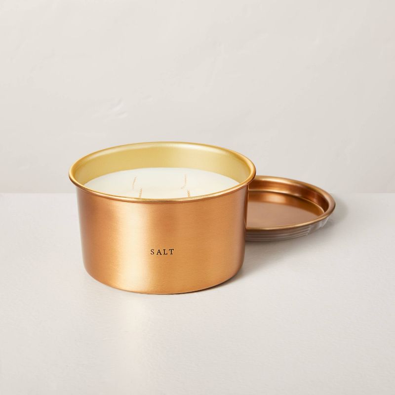 Lidded Metal Salt 4-Wick Jar Candle Brass Finish 20oz - Hearth &#38; Hand&#8482; with Magnolia, 4 of 11
