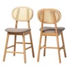 Baxton Studio 2pc Darrion Fabric and Wood Counter Height Barstools Gray/Natural Oak/Light Brown: Upholstered Island Seating - 2 of 4