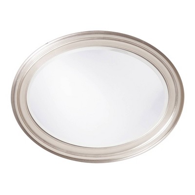 George Oval Nickel Finish Wood Framed Wall Mirror