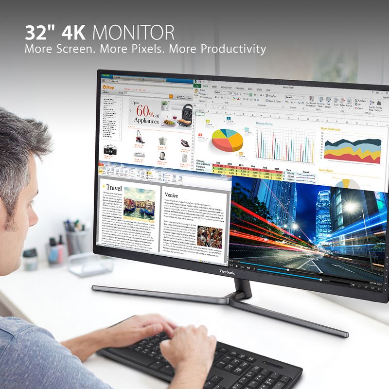 ViewSonic VX3211-4K-MHD 32 Inch 4K UHD Monitor with 99% sRGB Color Coverage HDR10 FreeSync HDMI and DisplayPort, 2 of 9