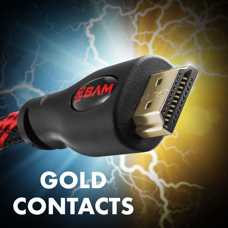 BAM High Speed 4K HDMI Cables - Pack of 3, 4 of 8