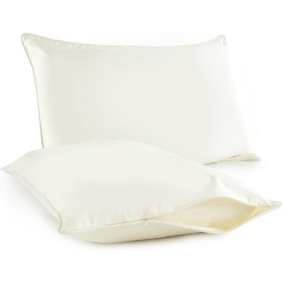 Whisper Organics, Pillow Protector 100% Cotton Pillow Encasements with Zipper, GOTS Certified, Ivory Colored