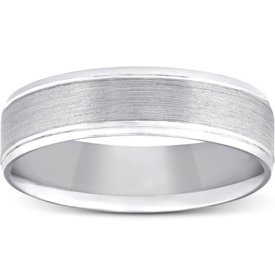 Flat Mens Wedding Band in 14k Gold Comfort Fit Band, 5mm