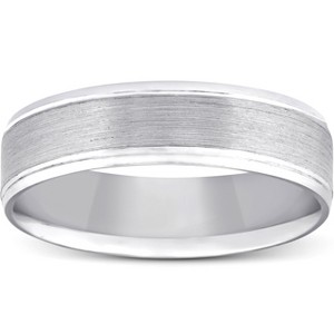 Pompeii3 5mm Flat Brushed Mens Wedding Band 10K White Gold - 1 of 3