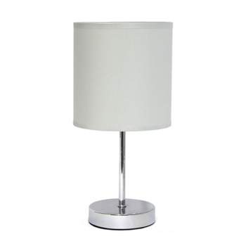 11.81" Traditional Petite Metal Stick Bedside Table Desk Lamp in Chrome with Fabric Shade - Creekwood Home