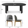 7-Piece Oval Dining Table Set, Modern Wood Table in Black or Oak with 6 Upholstered Chairs, Solid Wood Legs-Maison Boucle - 3 of 4