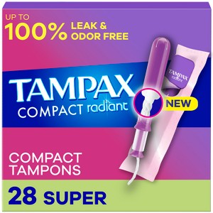 Tampax Compact Radiant Super Absorbency Compact Tampons - 28ct - 1 of 4