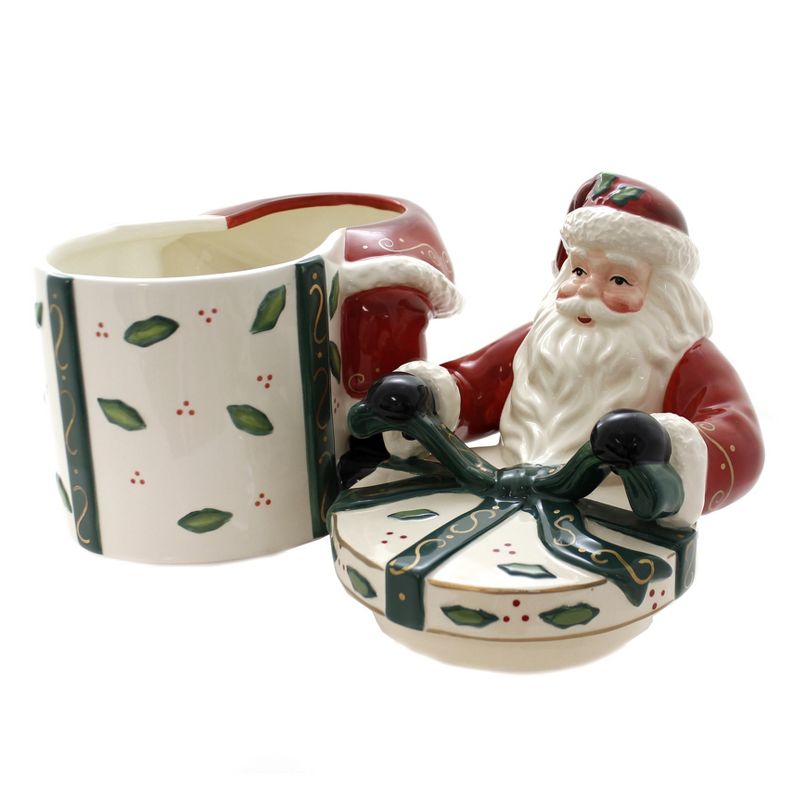 Tabletop Santa W/Gift Cookie Jar  -  One Cookie Jar Inches -  Ribbon Bow  -  10455  -  Ceramic  -, 2 of 4