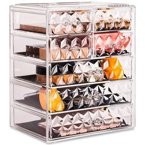 Casafield Makeup Cosmetic Organizer & Jewelry Storage Display Case, Clear  Acrylic Stackable Storage Drawer Set : Target