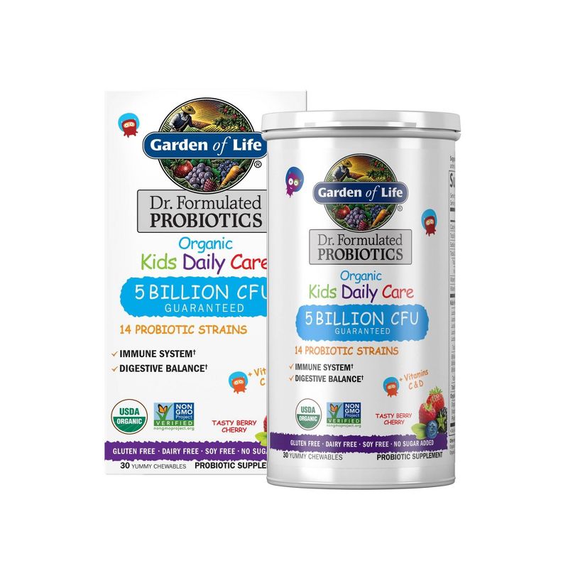 Kid's Garden of Life Dr. Formulated Organic Probiotic Daily Chewables - Berry & Cherry - 30ct, 1 of 9