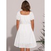 INSPIRE CHIC Women's Summer Square Neck Short Puff Sleeve Elastic Waist Casual A-Line Midi Eyelet Dress - 3 of 4