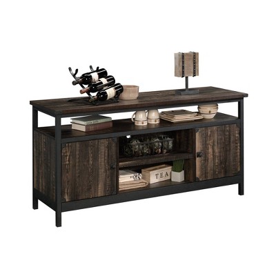 60" Carbon Oak Industrial Metal and Wood Credenza
