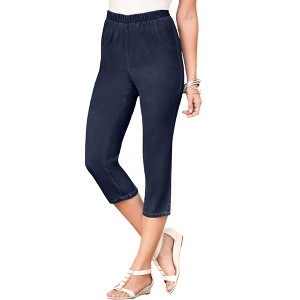 Roaman's Women's Plus Size Petite Comfort Stretch Capri Jean - 1 of 4