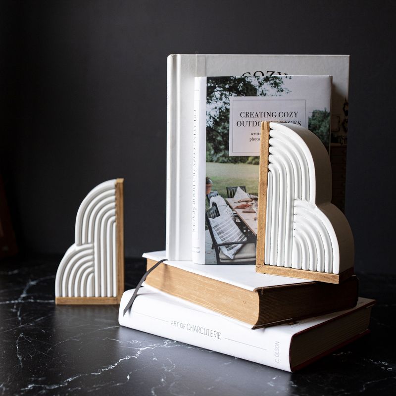 Set of 2 Cloud Bookends White Wood & MDF by Foreside Home & Garden, 3 of 9