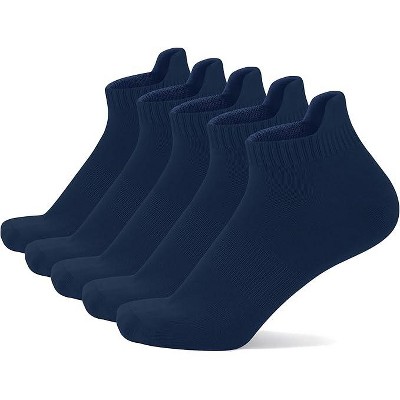 SERISIMPLE Men Thin Viscose Bamboo No Show Low Cut Odor Resistant Breathable Low Cut Socks Navy Blue Large 5 Pairs