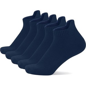 SERISIMPLE Men Thin Viscose Bamboo No Show Low Cut Odor Resistant Breathable Low Cut Socks Navy Blue Large 5 Pairs - 1 of 4