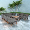 FURNIinspire Patio Seating Sets 9-Pieces Patio Wicker Seating Set, Outdoor Conversation Sofa With Coffee Table, Gray Cushion And Gray Wicker Sofa - 2 of 4