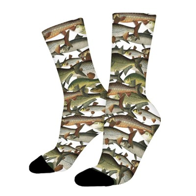 Outdoorsman Fishermans Fantasy Women Printed Crew Socks Funny Funky Socks Soft Polyester Novelty Gifts for Artists Men