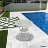 CLIHOME Patio Table Round Outdoor Coffee Table with Umbrella Hole - 2 of 4