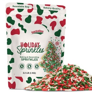 Snackathon Sprinkles for Baking & Decorating, Christmas Sprinkles, 2.2 LB Bulk Holiday Jimmies in Resealable Pouch - 1 of 4