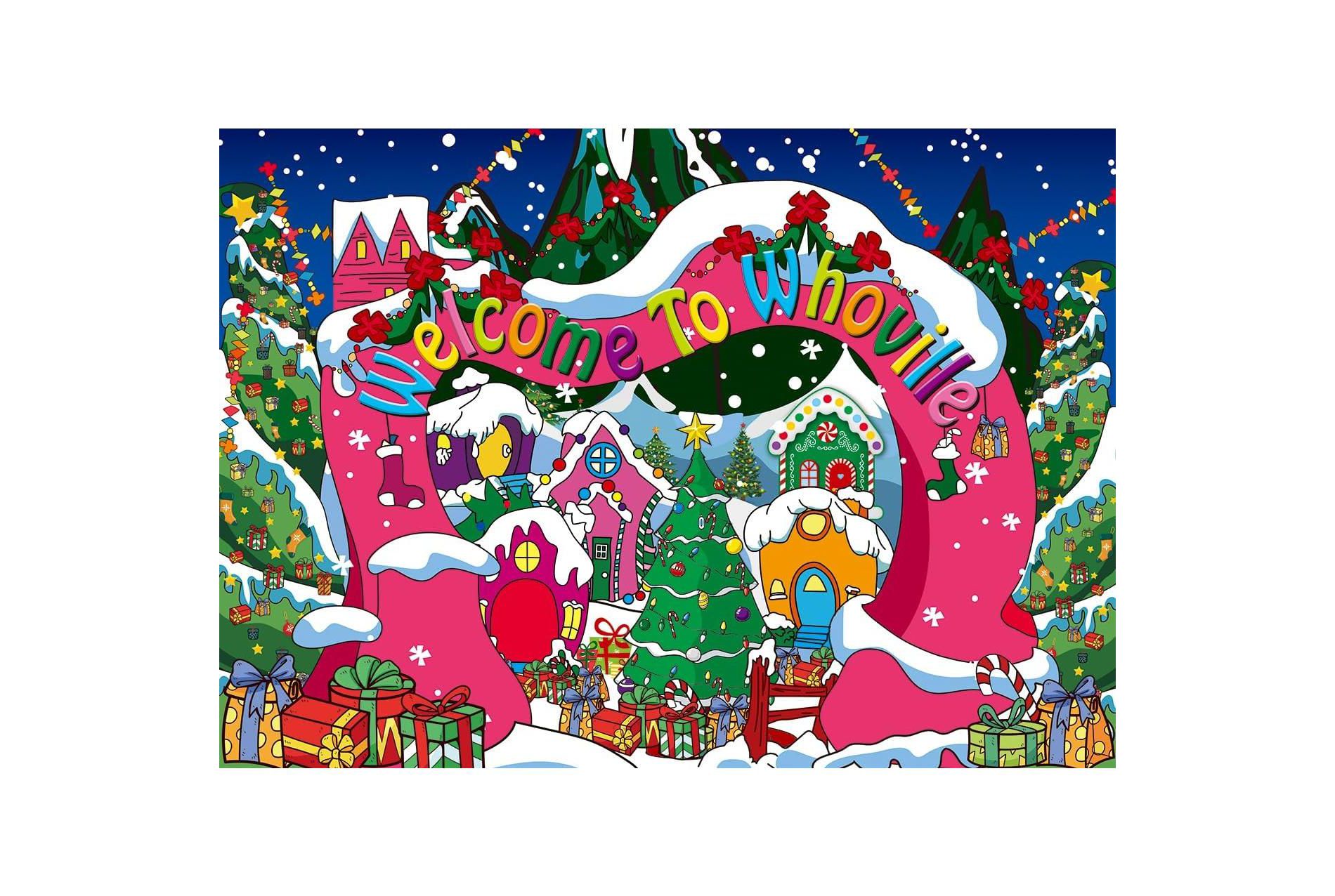 Welcome to Whoville Backdrop 10x8FT Winter Christmas Village Photography Background