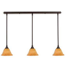 Toltec Lighting Any 3 - Light Chandelier in  Dark Granite with 7" Firré Saturn Shade - 1 of 1