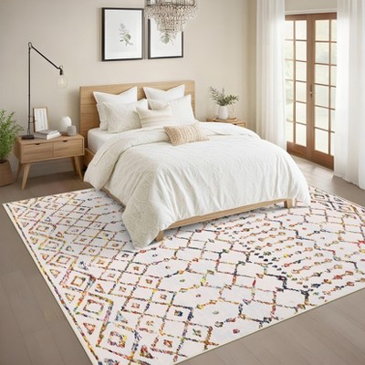 1200Gsm 350g Faux Washable Folding Simulation Carpet, Living Room Carpet, Decorative Floor Rug, Bedroom Carpet, SQD-Boho Line Grid Dreamscape