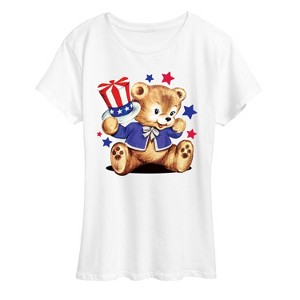 Women's - Instant Message - Patriotic Bear Short Sleeve Graphic T-Shirt - 1 of 4