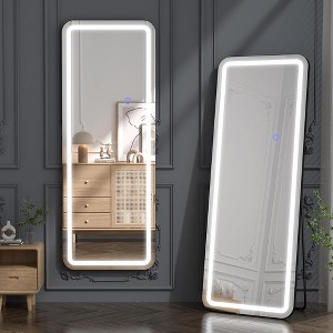 Floor Mirror, with LED Adjustable Light, Aluminum Alloy  Arched  Full Body Mirror, for Home Office Clothing Store, 63"X 16" - 1 of 4