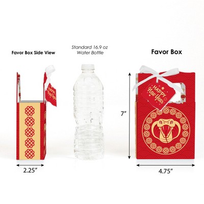 Red and Gold Snake Lunar New Year Favor Boxes with Satin Ribbon - Set of 12