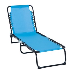 Foldable Chaise Lounge, 3-Position Reclining Back, Portable design and Breathable Mesh for Poolside, Camping - 1 of 4