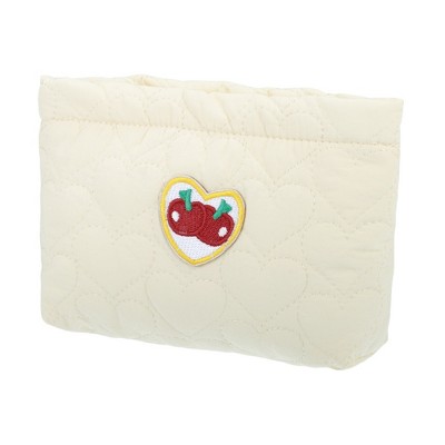 Unique Bargains Durable Heart Makeup Bag Beige Yellow 1 Pc