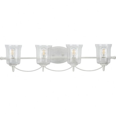 Progress Lighting Bowman Collection 4-Light Bath Wall Light, Cottage White, Clear Glass Shades